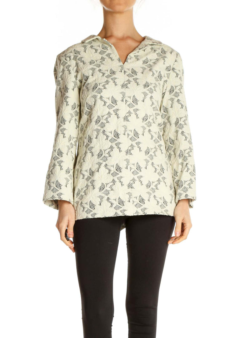 Beige Printed All Day Wear Blouse