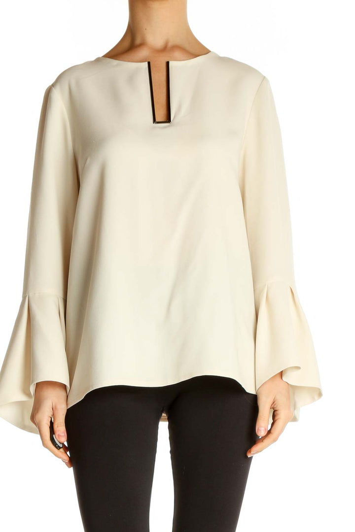 Beige Solid All Day Wear Blouse