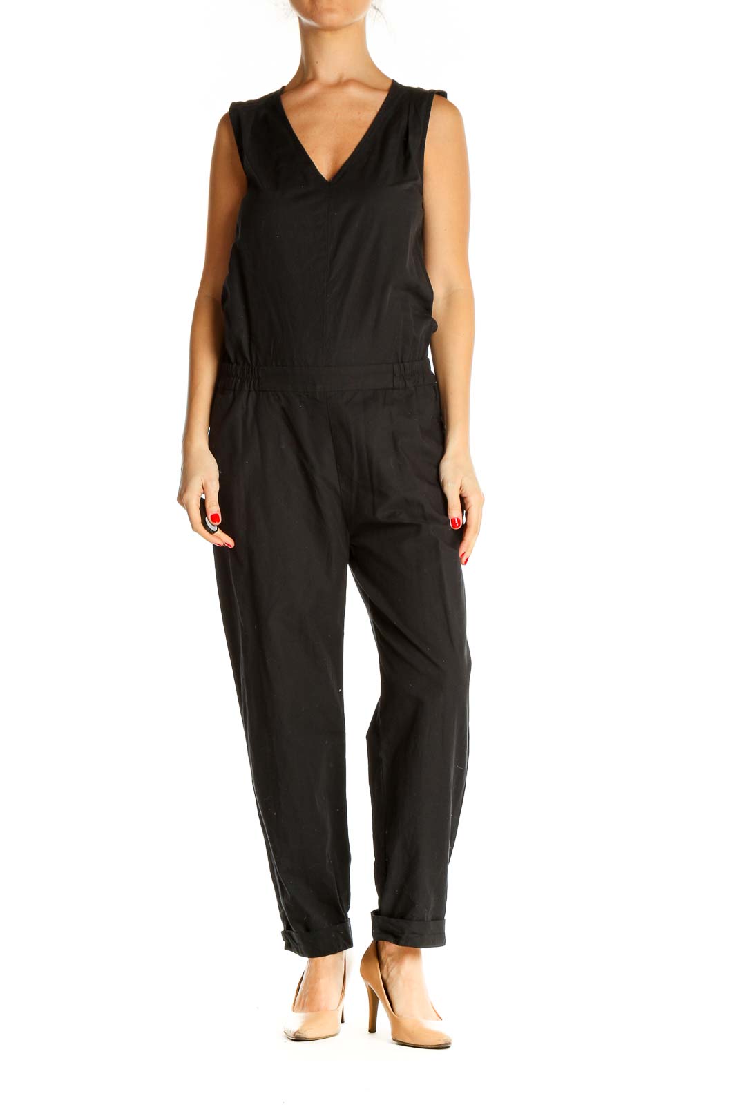 Black Solid Jumpsuit