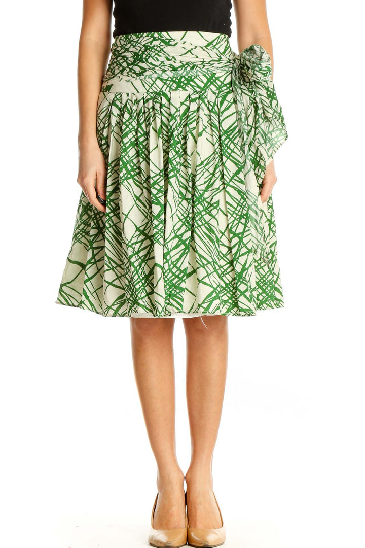 Green Printed Brunch Flared Skirt