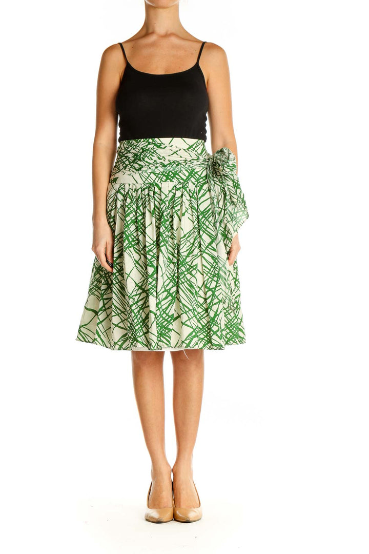 Green Printed Brunch Flared Skirt