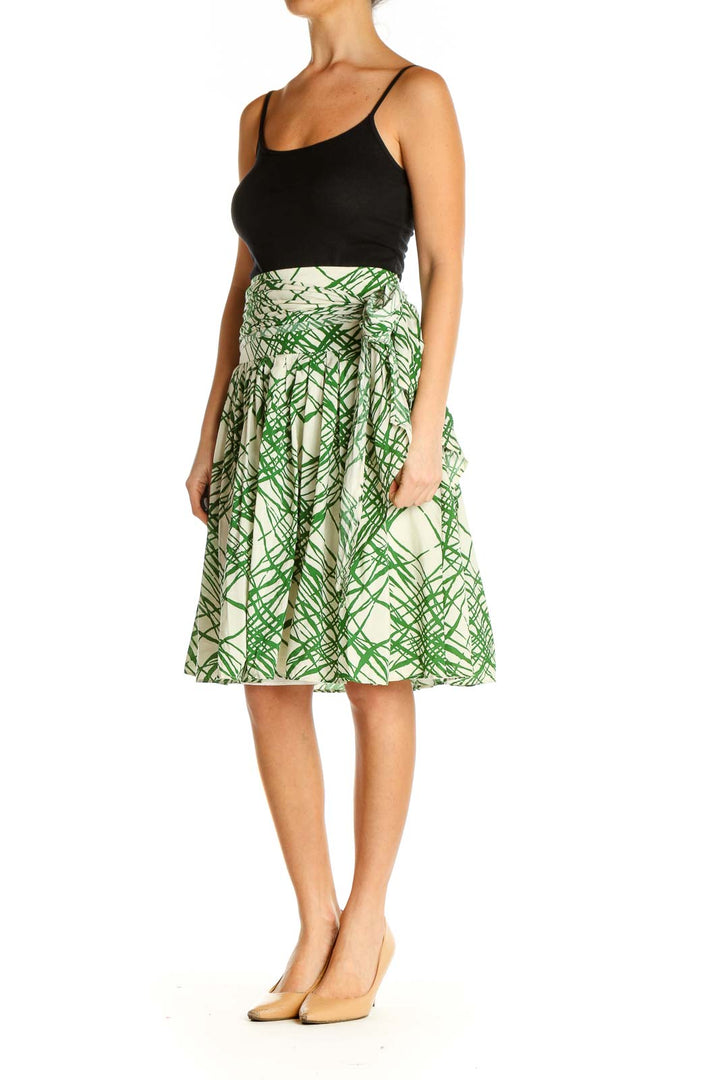 Green Printed Brunch Flared Skirt