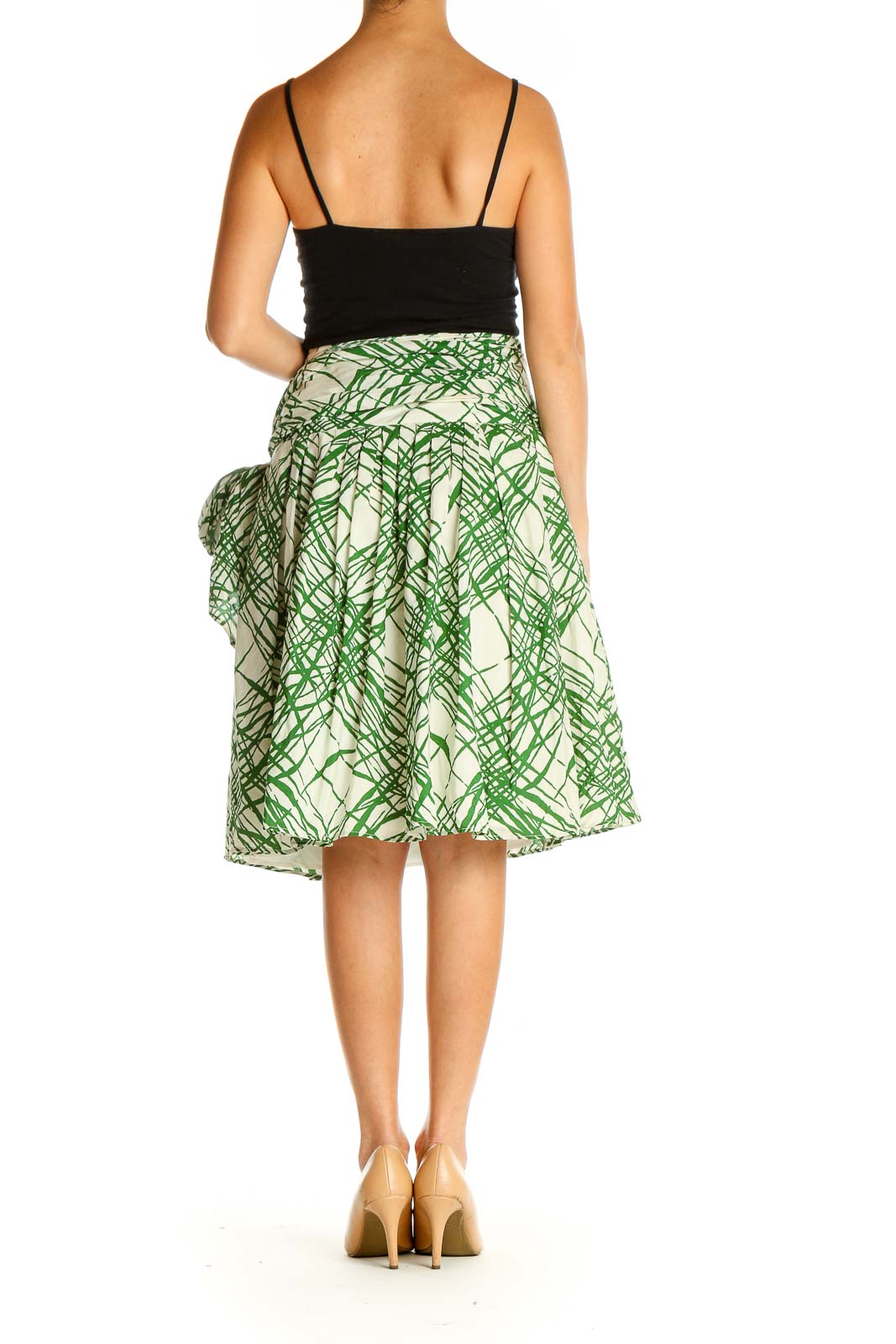 Green Printed Brunch Flared Skirt