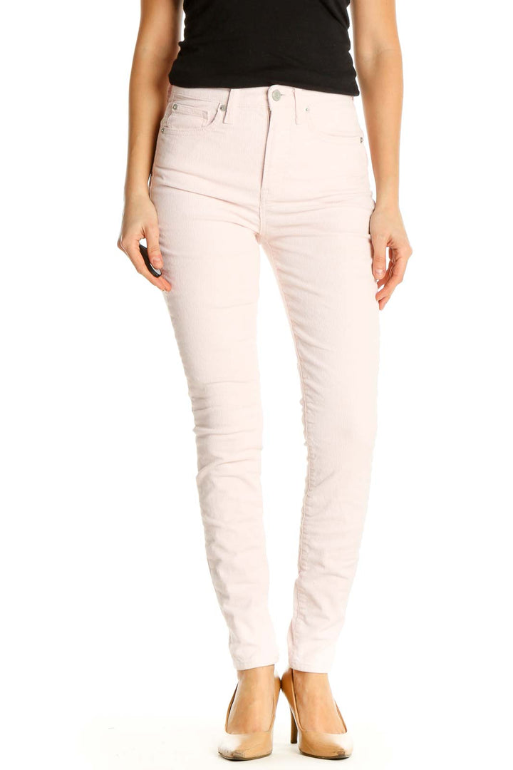 Pink Textured All Day Wear Trousers