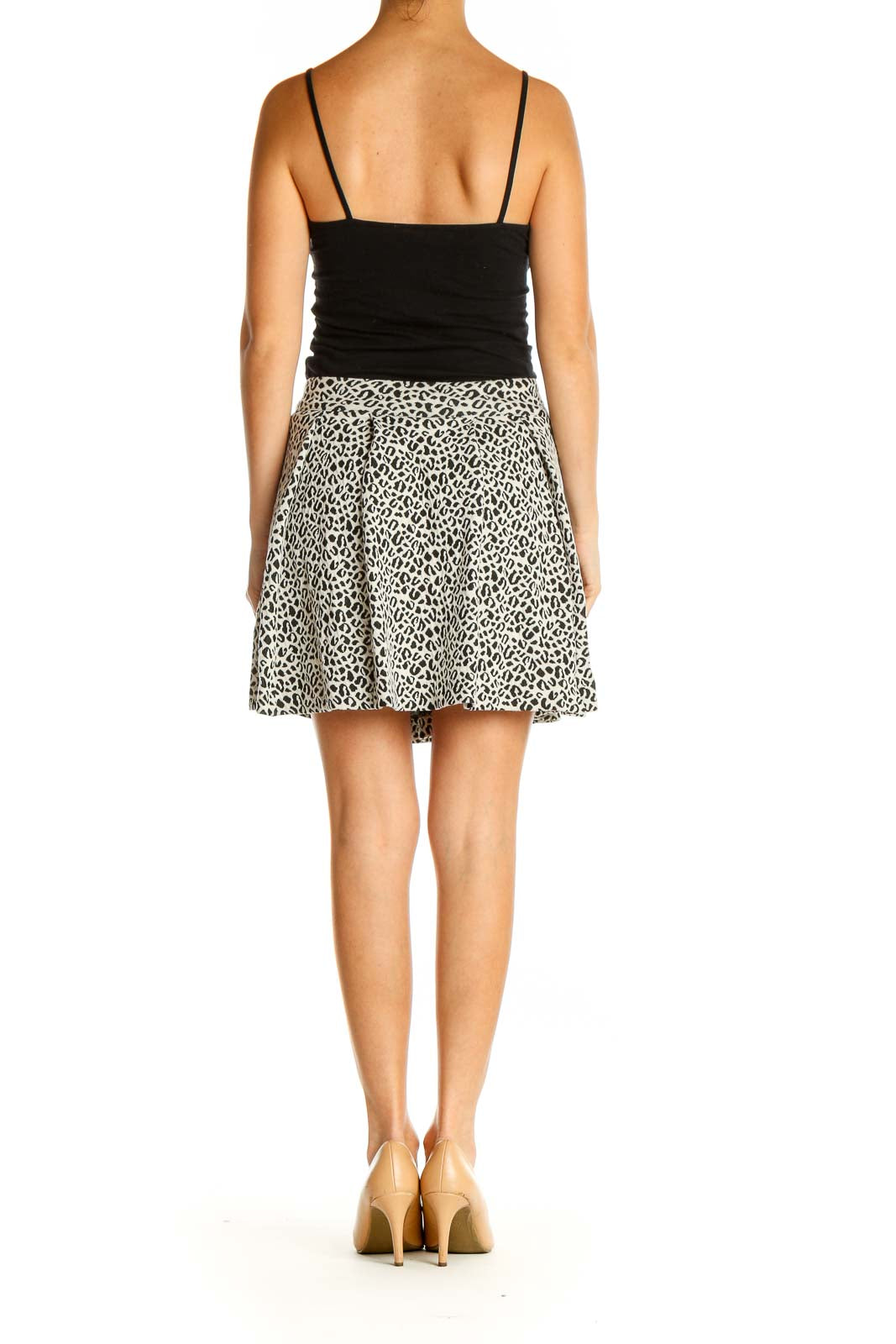 White Printed Holiday A-Line Skirt