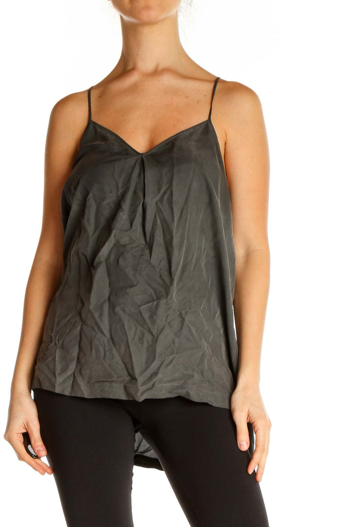 Gray Solid Casual Top