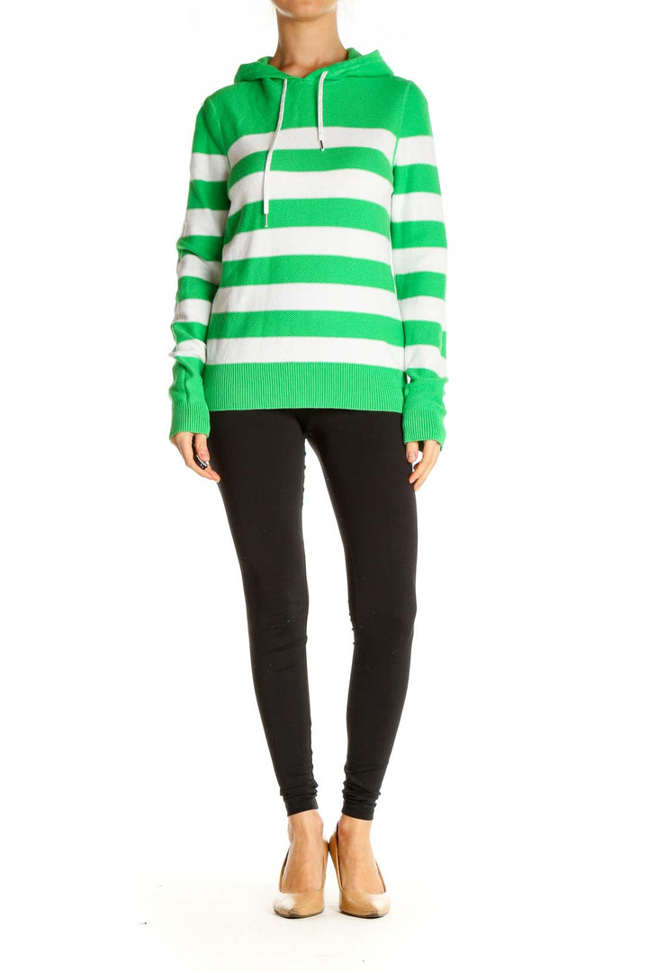 Green Striped All Day Wear Sweater