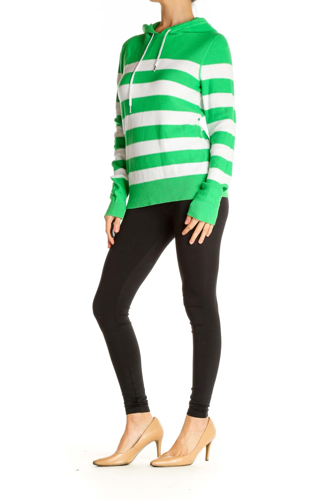 Green Striped All Day Wear Sweater