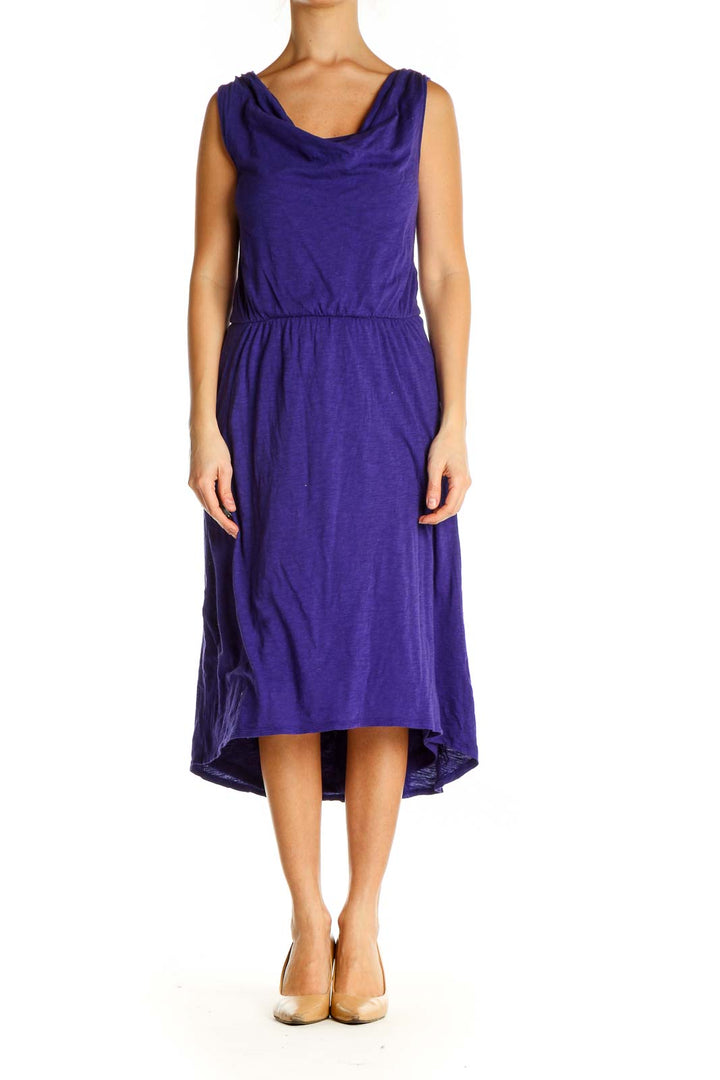 Purple Solid Classic Fit & Flare Dress