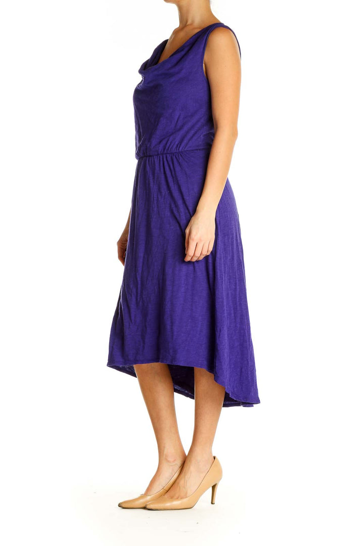 Purple Solid Classic Fit & Flare Dress