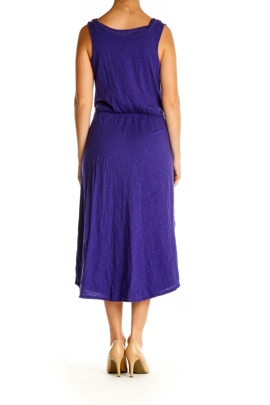 Purple Solid Classic Fit & Flare Dress