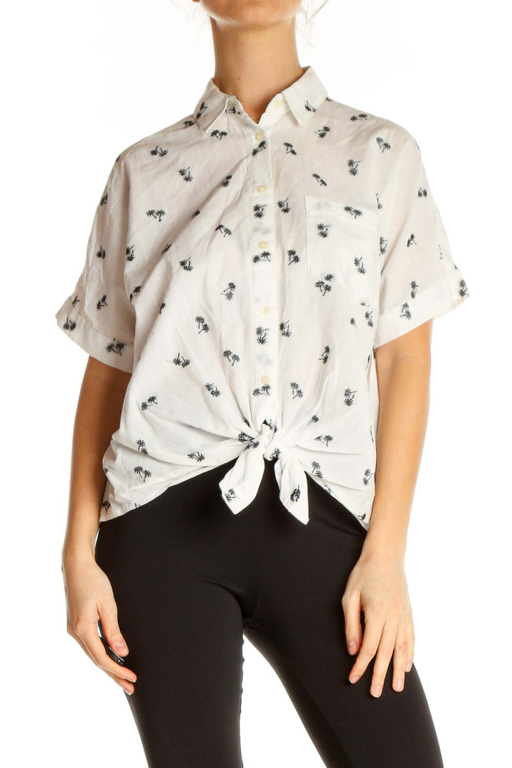 Beige Object Print All Day Wear Shirt