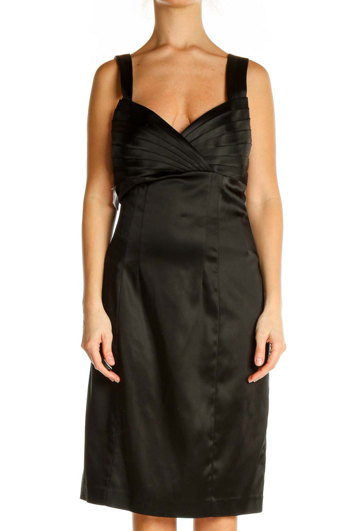 Black Solid Classic Sheath Dress