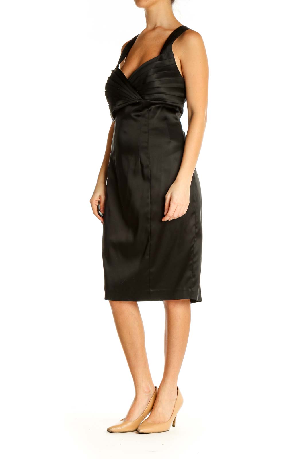 Black Solid Classic Sheath Dress