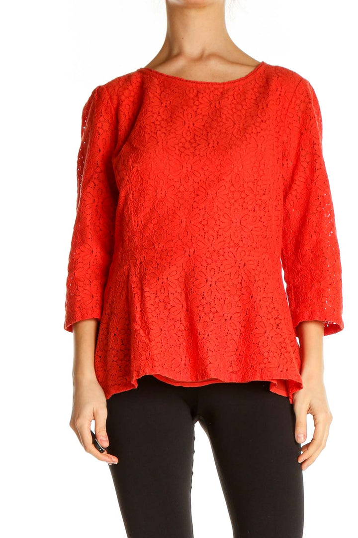 Red Textured All Day Wear Blouse