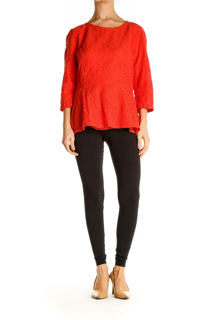 Red Textured All Day Wear Blouse