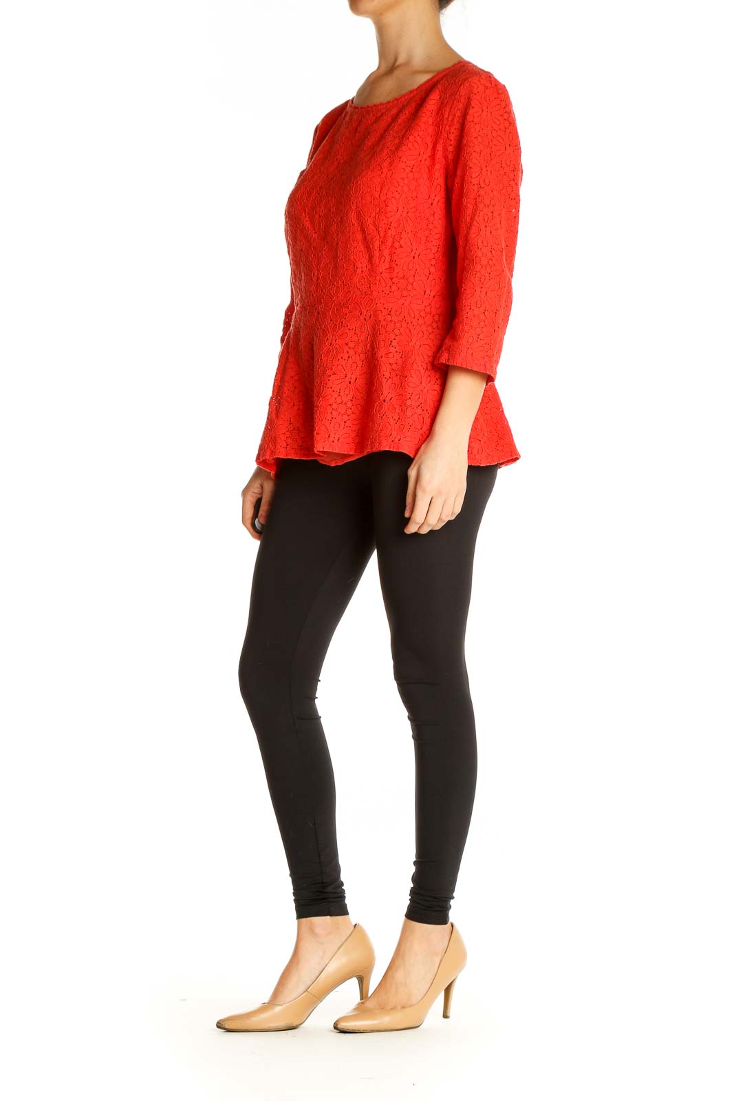 Red Textured All Day Wear Blouse