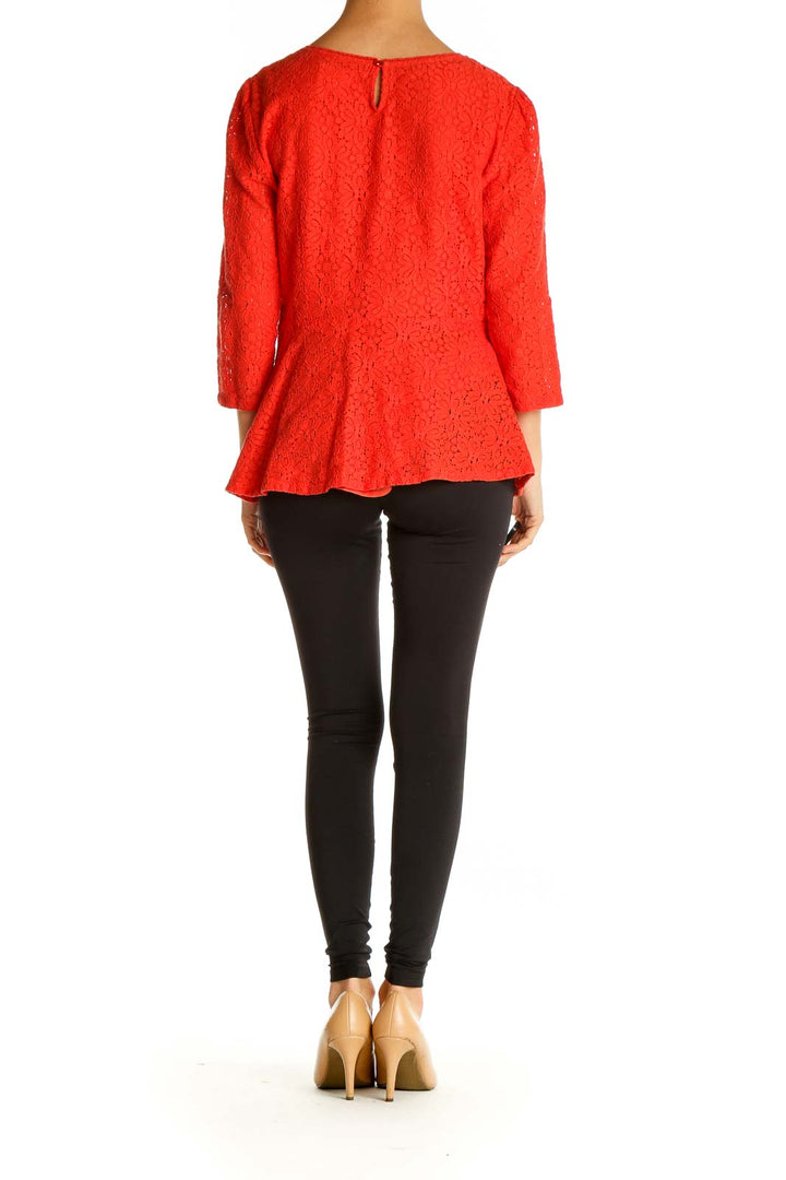 Red Textured All Day Wear Blouse