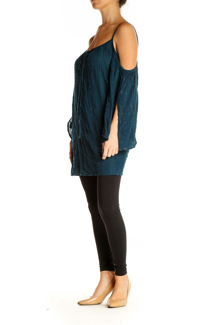 Blue Solid Holiday Blouse