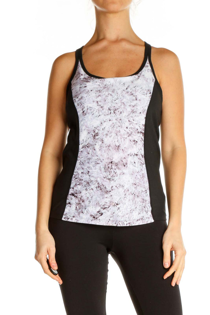 White Printed Activewear Top