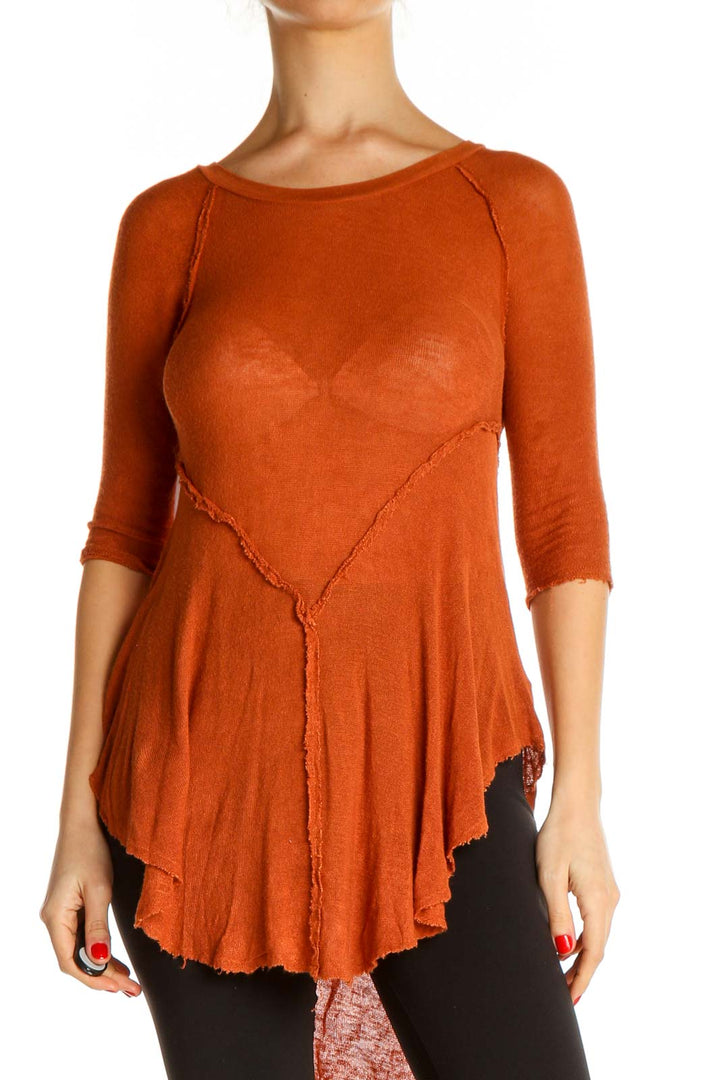 Orange Solid All Day Wear Blouse