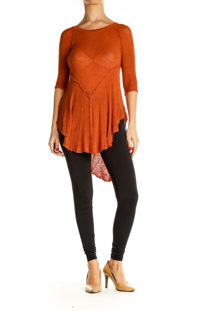 Orange Solid All Day Wear Blouse