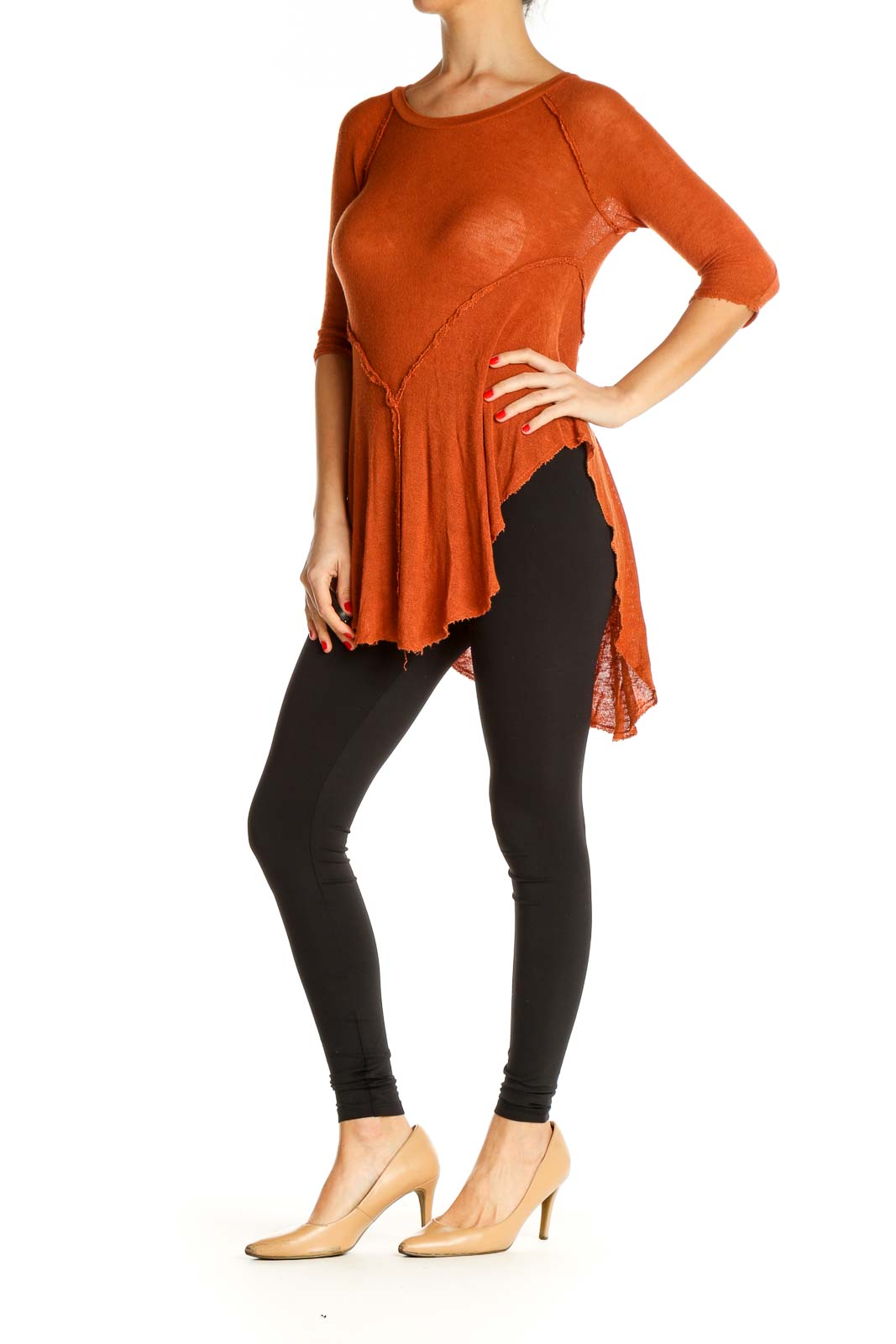 Orange Solid All Day Wear Blouse