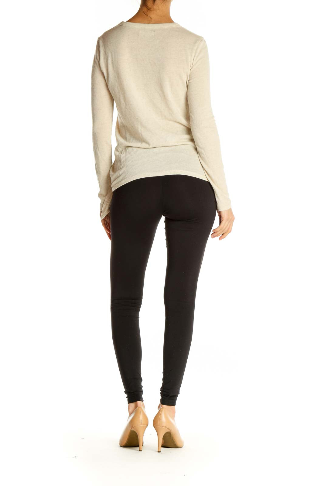 Beige Solid All Day Wear Sweater