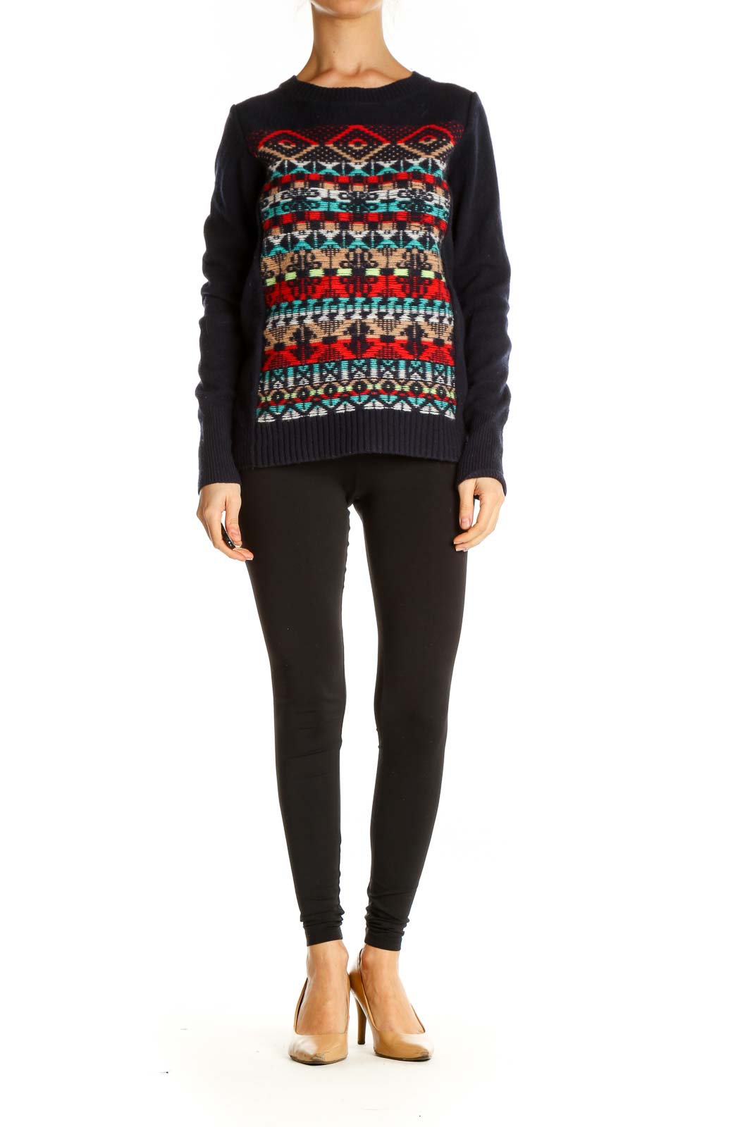 Red Aztec Print All Day Wear Sweater