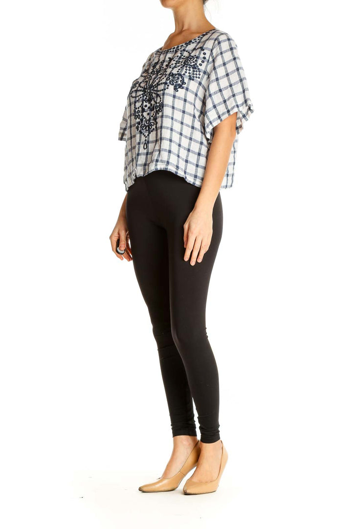 White Checkered Brunch Blouse