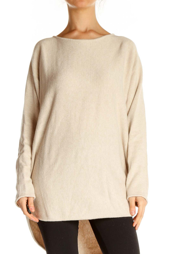 Beige Solid All Day Wear Sweater