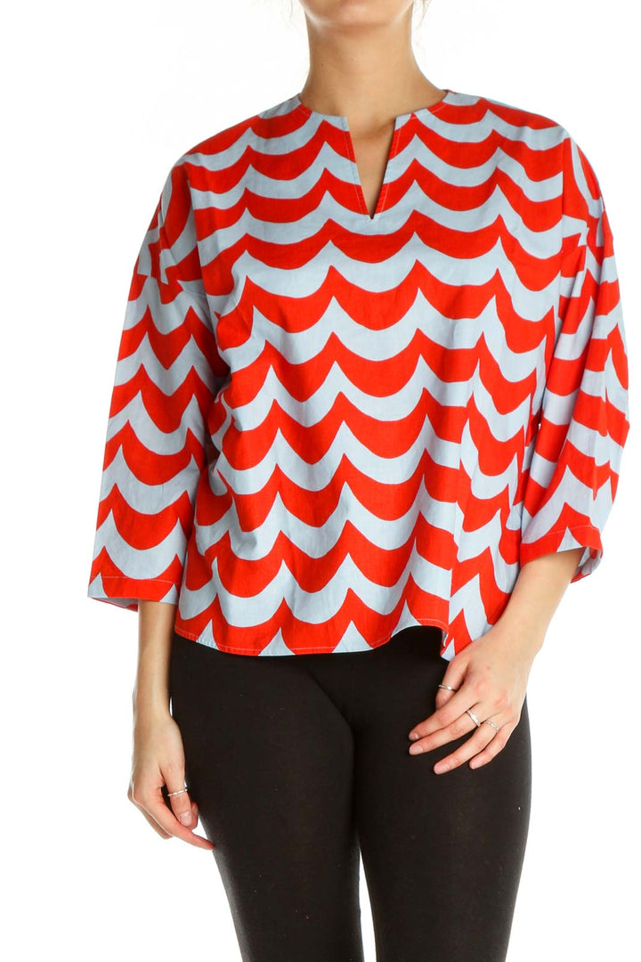 Red Chevron All Day Wear Blouse