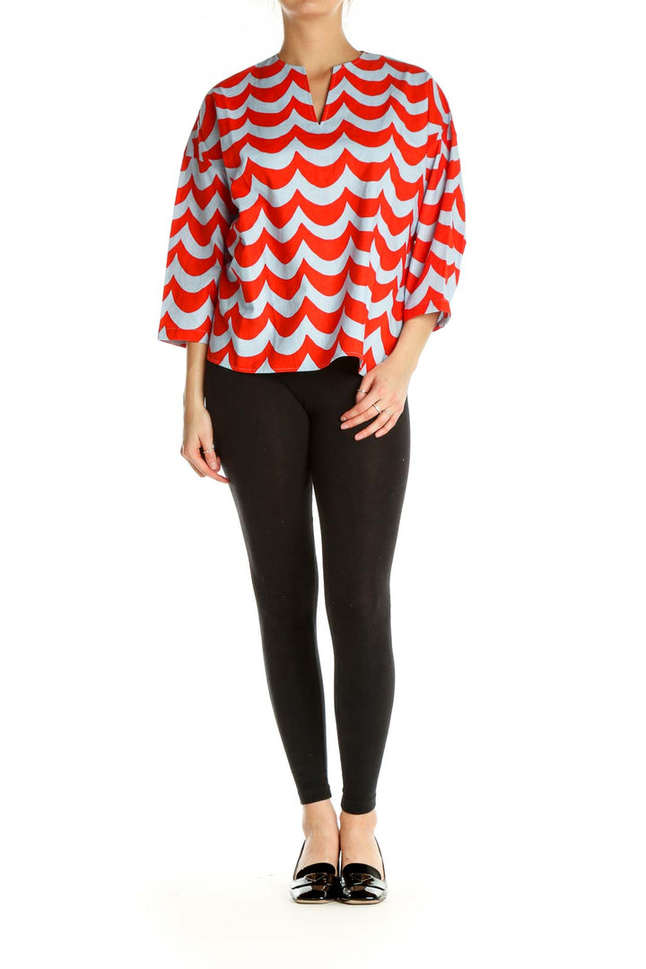 Red Chevron All Day Wear Blouse