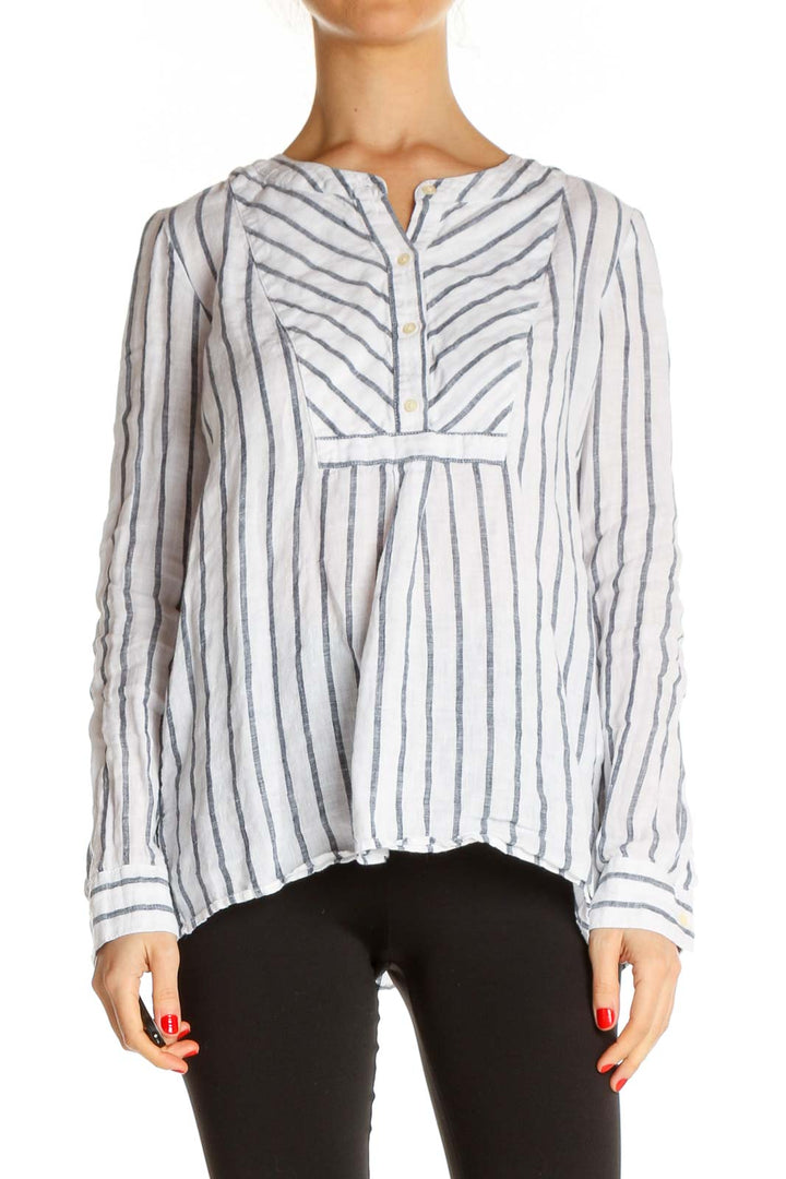 White Striped Work Blouse