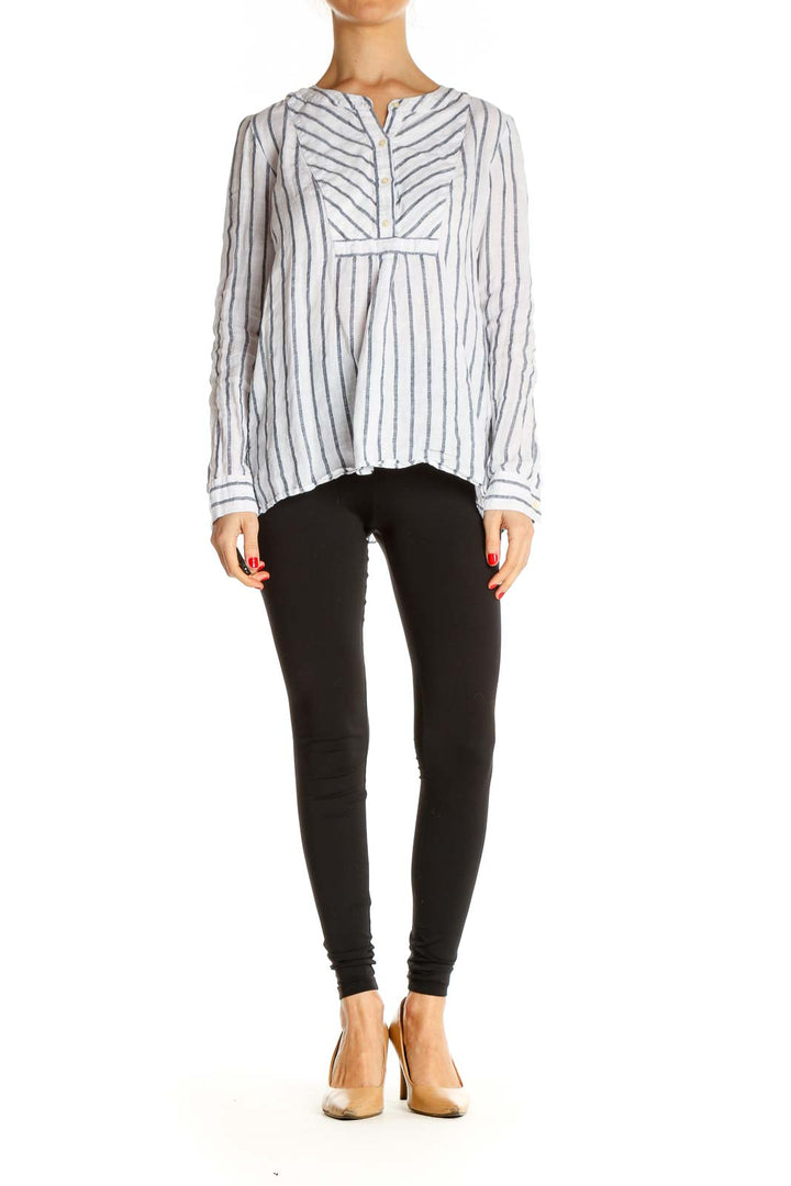 White Striped Work Blouse