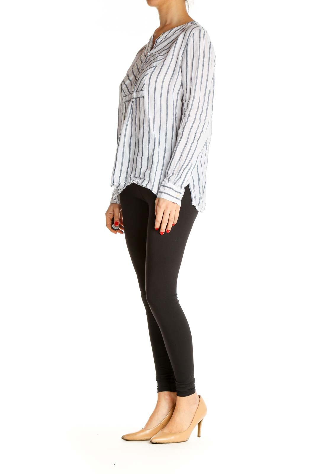 White Striped Work Blouse