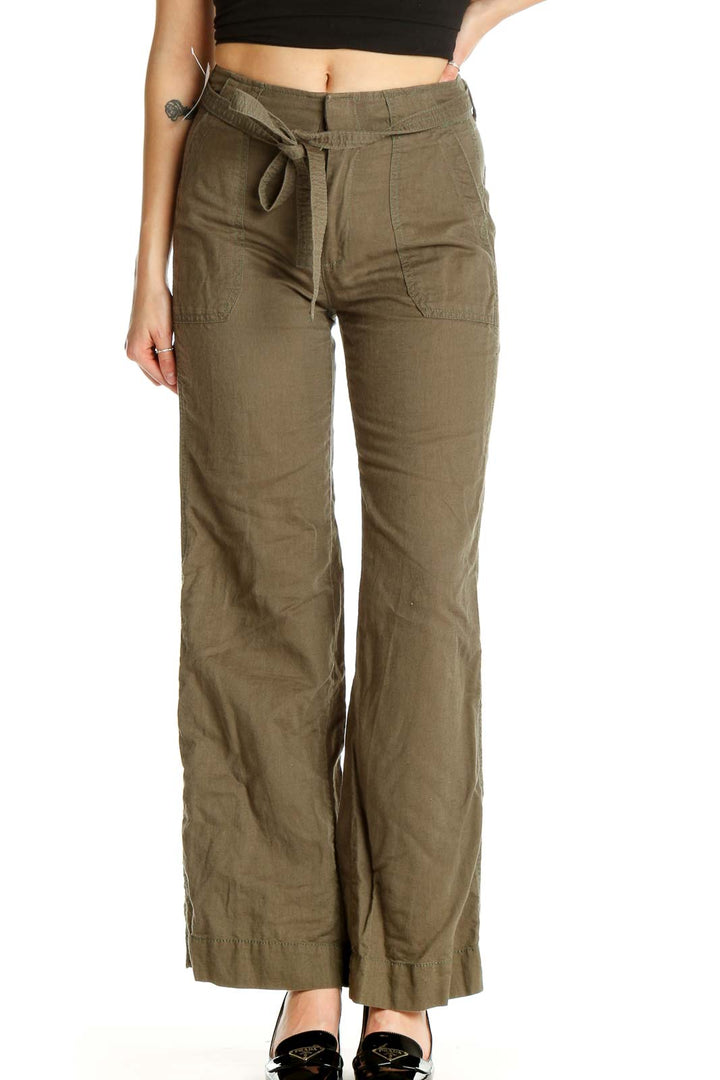 Brown Textured All Day Wear Cargos Pants