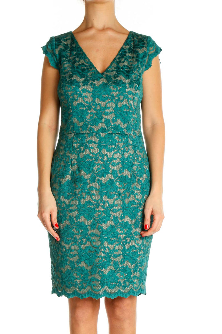 Green Lace Bohemian Sheath Dress