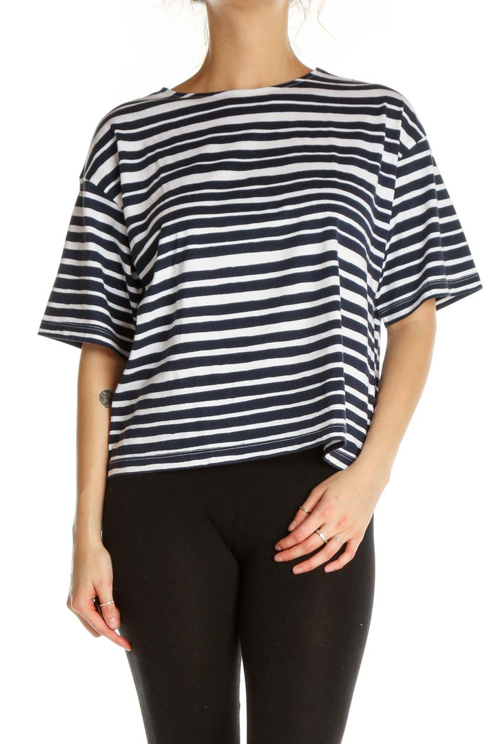 Blue Striped Casual T-Shirt