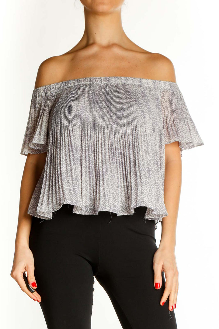 Gray Textured Party Blouse