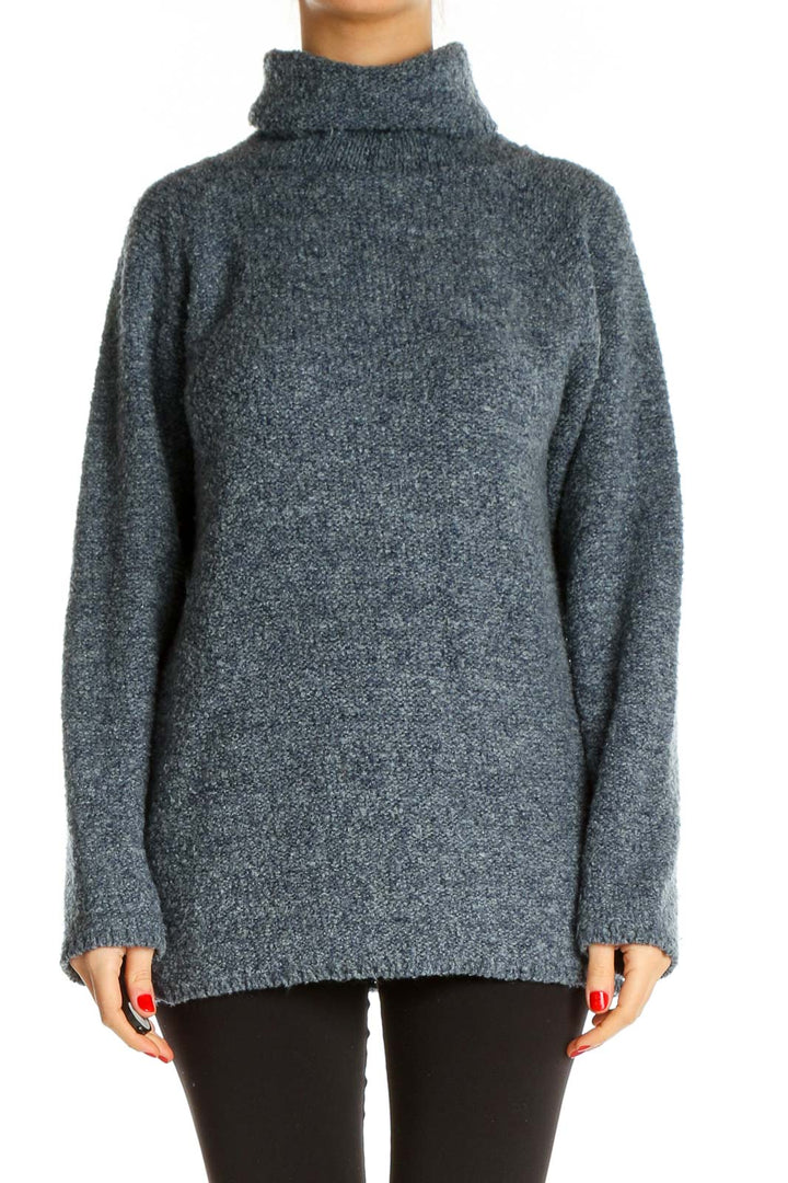 Blue Textured All Day Wear Sweater