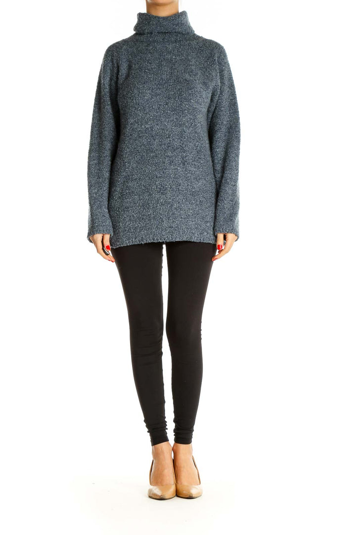 Blue Textured All Day Wear Sweater