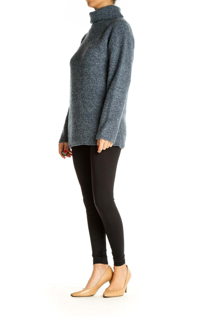 Blue Textured All Day Wear Sweater