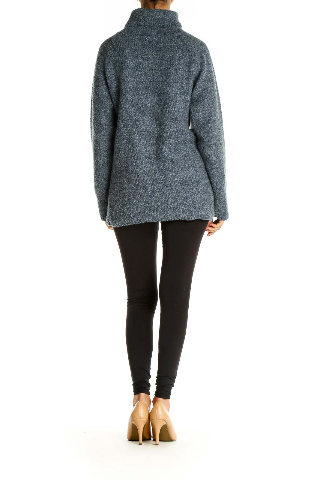 Blue Textured All Day Wear Sweater