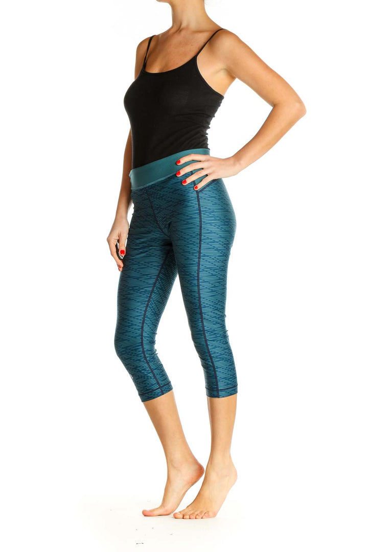 Blue Textured Activewear Leggings