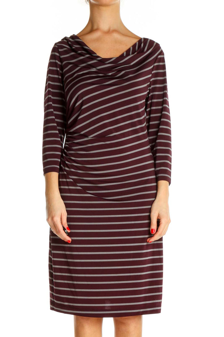 Red Striped Classic Sheath Dress