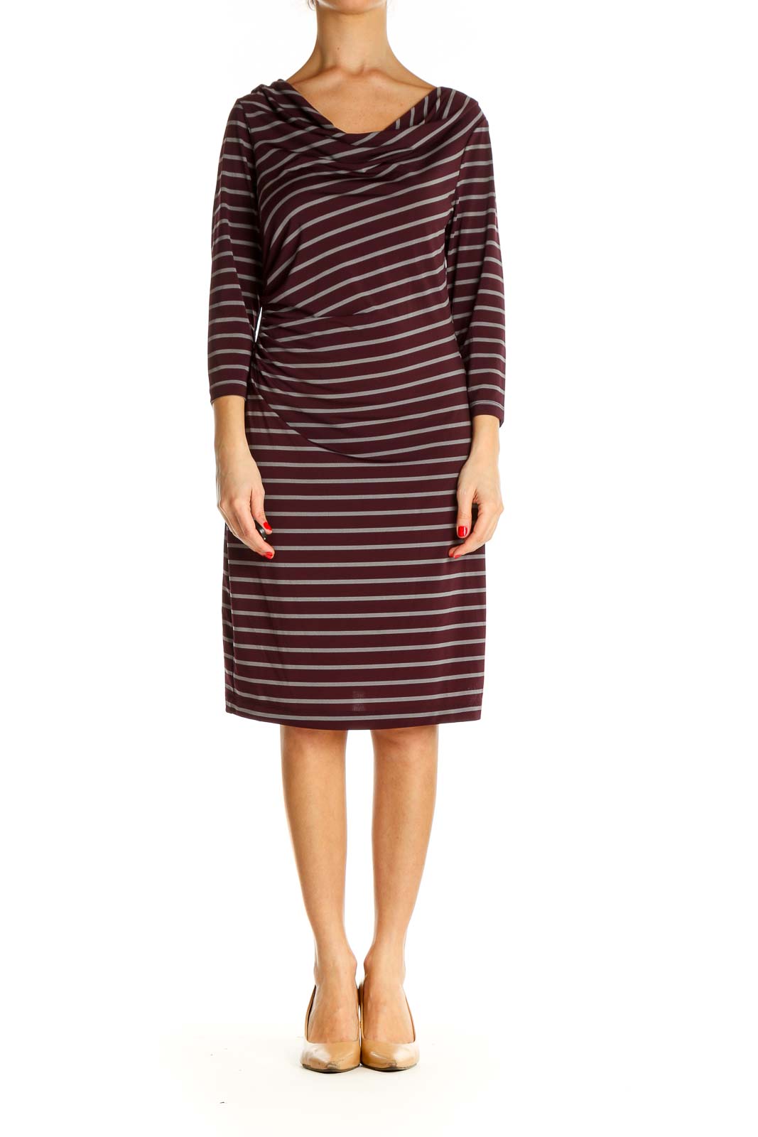 Red Striped Classic Sheath Dress