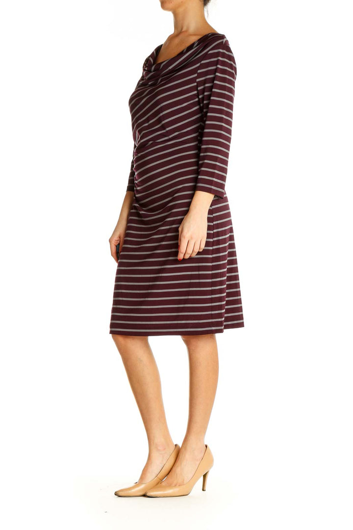 Red Striped Classic Sheath Dress