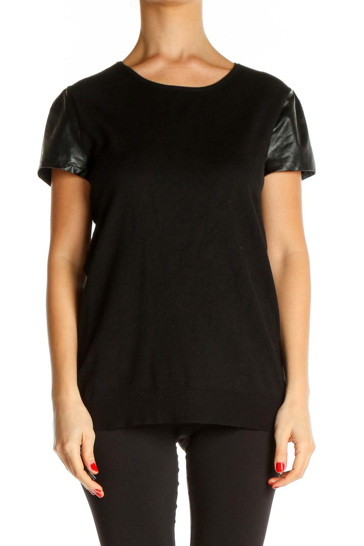 Black Solid Casual T-Shirt