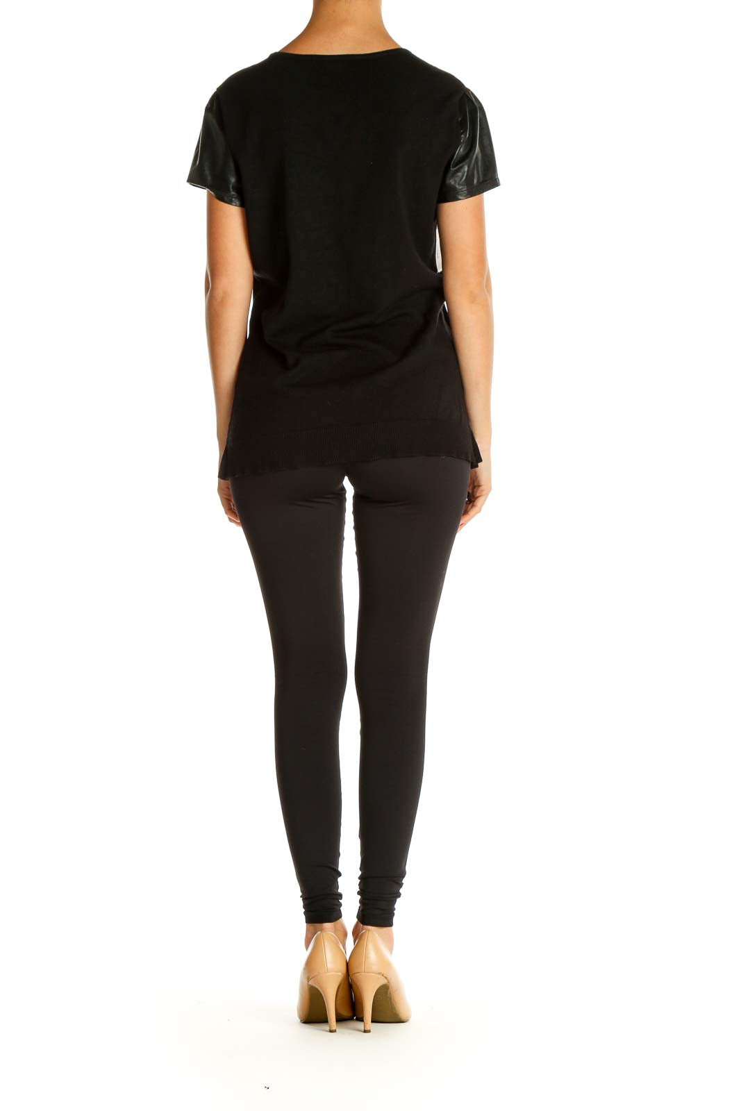 Black Solid Casual T-Shirt